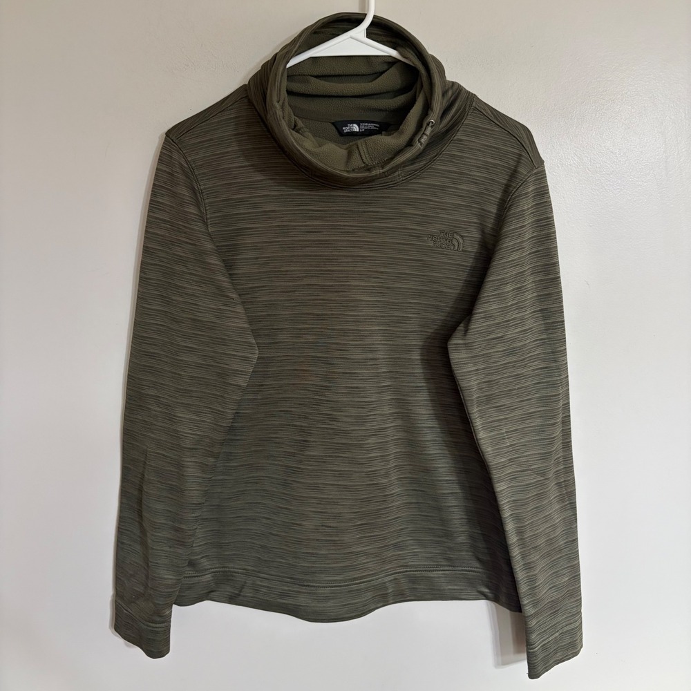 The North Face Womens Olive Green Cowl Neck Fleece Pullover Sweatshirt Small